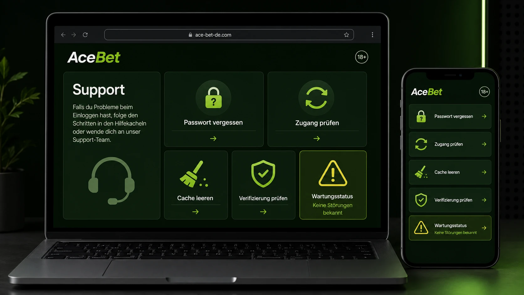 AceBet Zugang bei Login-Problemen