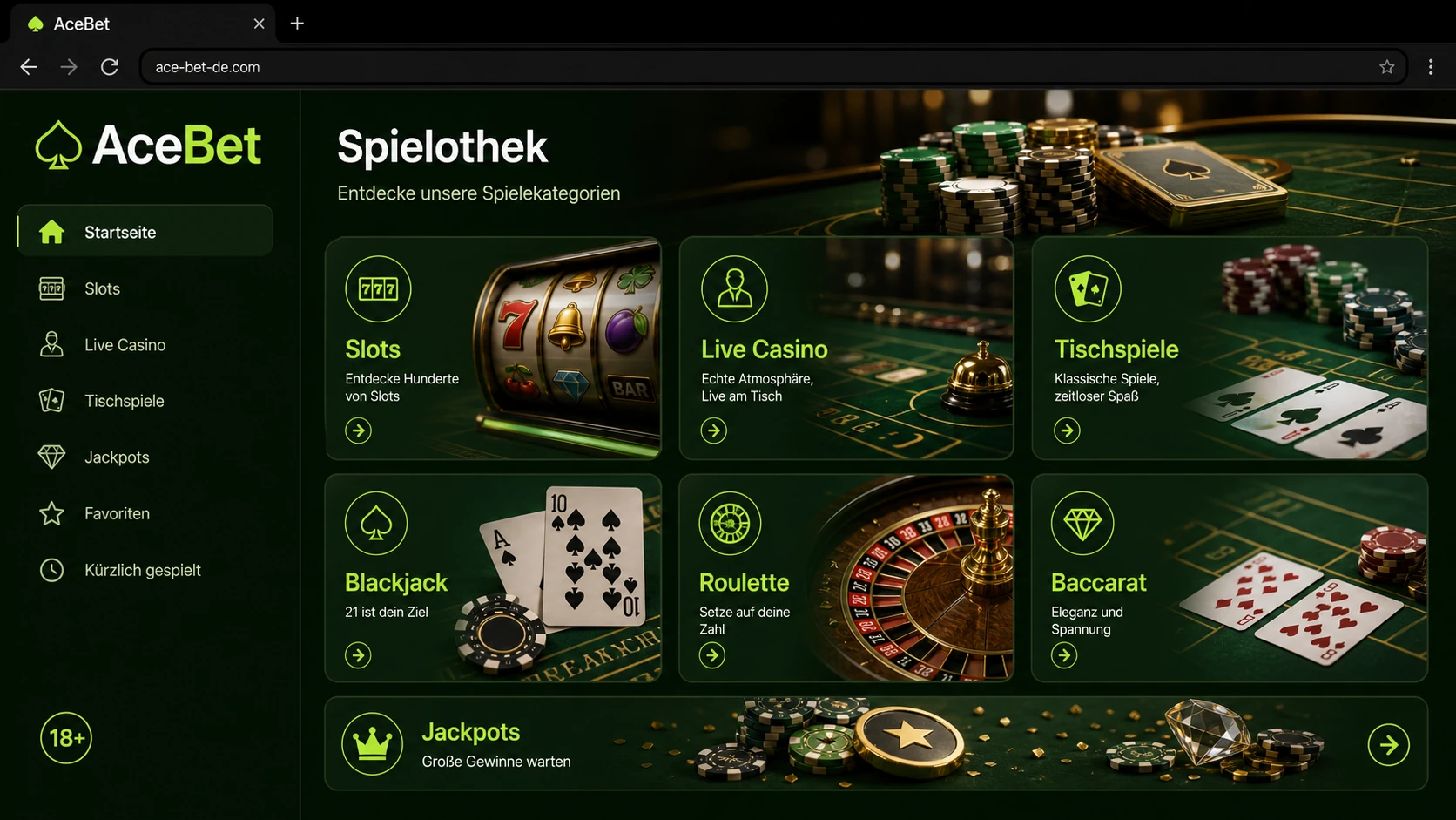 Spieleangebot bei AceBet